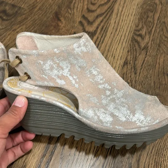 Fly London Suede sandals in pink and gray size 37