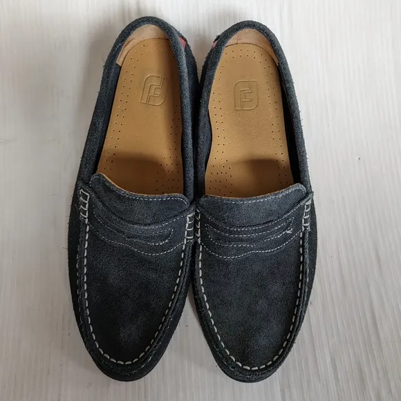 FOOTJOY Men's Club Casuals Navy Blue Suede Penny Loafers