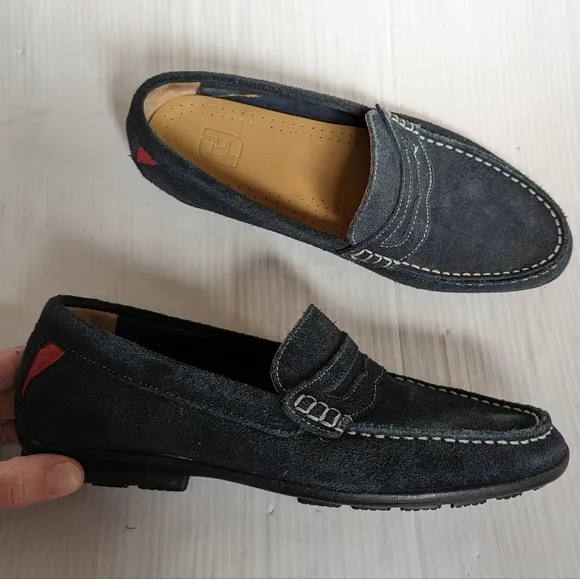 FOOTJOY Men's Club Casuals Navy Blue Suede Penny Loafers