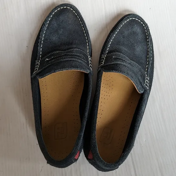 FOOTJOY Men's Club Casuals Navy Blue Suede Penny Loafers