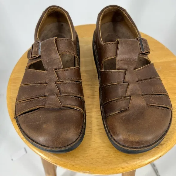 Footprints by Birkenstocks Leather Fisherman Sandals Clogs Brown Unisex …