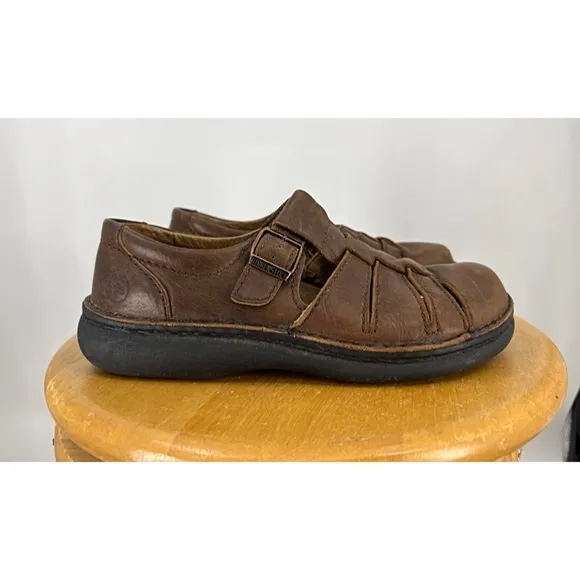 Footprints by Birkenstocks Leather Fisherman Sandals Clogs Brown Unisex …