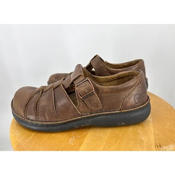 Footprints by Birkenstocks Leather Fisherman Sandals Clogs Brown Unisex …