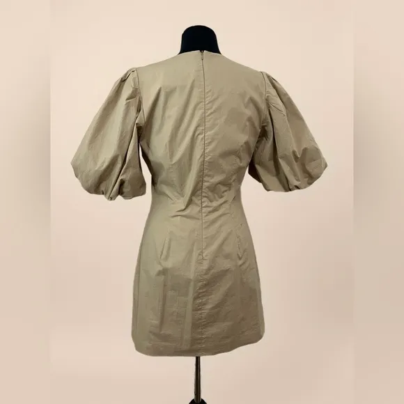 Frame Nina mini dress, puff sleeve, beige, in excellent conditionSizeMedium