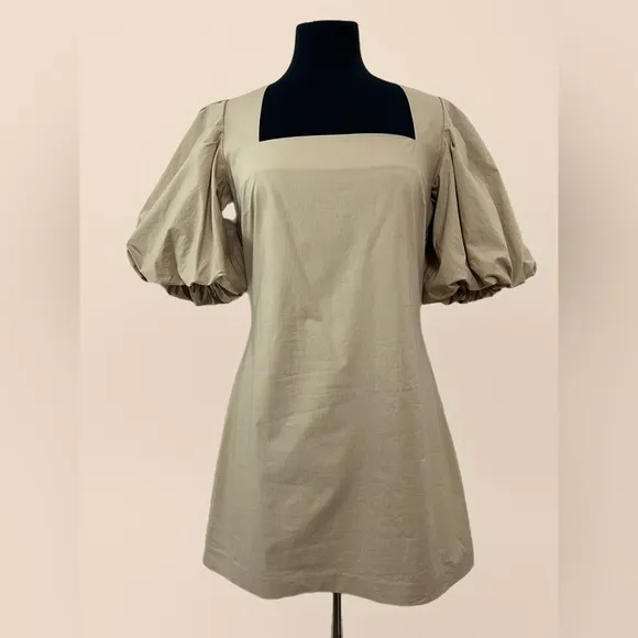 Frame Nina mini dress, puff sleeve, beige, in excellent conditionSizeMedium
