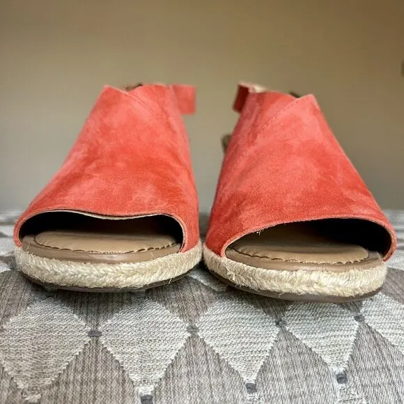 Franco Sarto Julien Coral Suede Cork Wedge Heel Open Toe Slingback Sandals 7 M