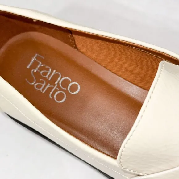 Franco Sarto NWOB Sz 8 Putty /Off White Cassandra Glossy Penny Loafers