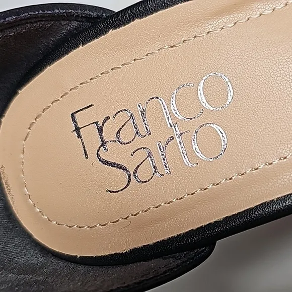 Franco Sarto Perfetto Heeled Sandal Wedge Ankle Straps Open Toe Cork Black 8