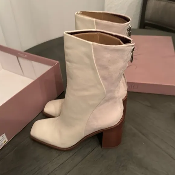 Franco Sarto Steviena Womens Leather Square Toe Mid-Calf Boots