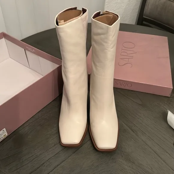 Franco Sarto Steviena Womens Leather Square Toe Mid-Calf Boots