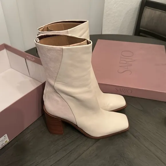 Franco Sarto Steviena Womens Leather Square Toe Mid-Calf Boots