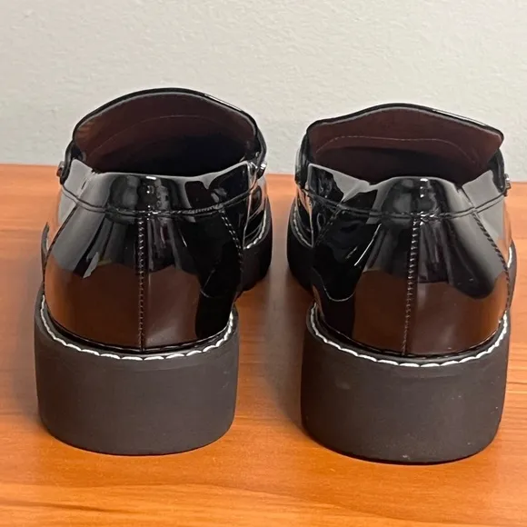 Franco Sarto Women's Cassandra Patent Faux Leather Platform Penny Loafers NWOB