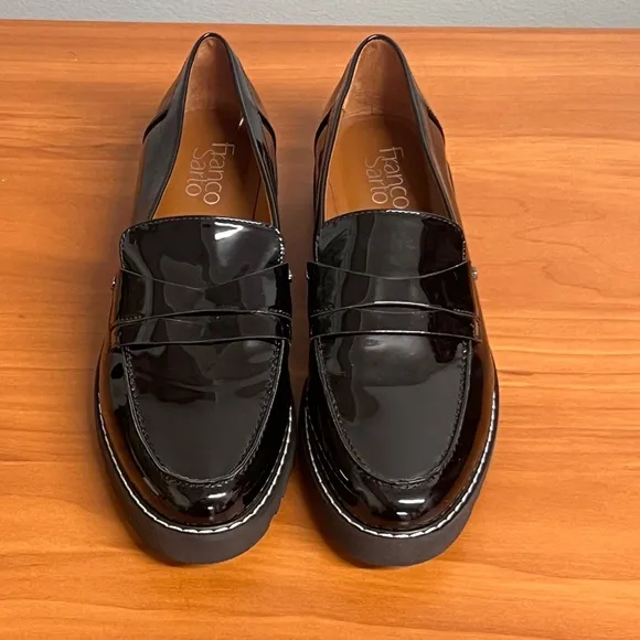 Franco Sarto Women's Cassandra Patent Faux Leather Platform Penny Loafers NWOB