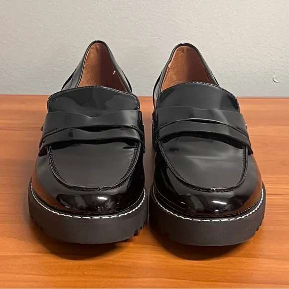 Franco Sarto Women's Cassandra Patent Faux Leather Platform Penny Loafers NWOB