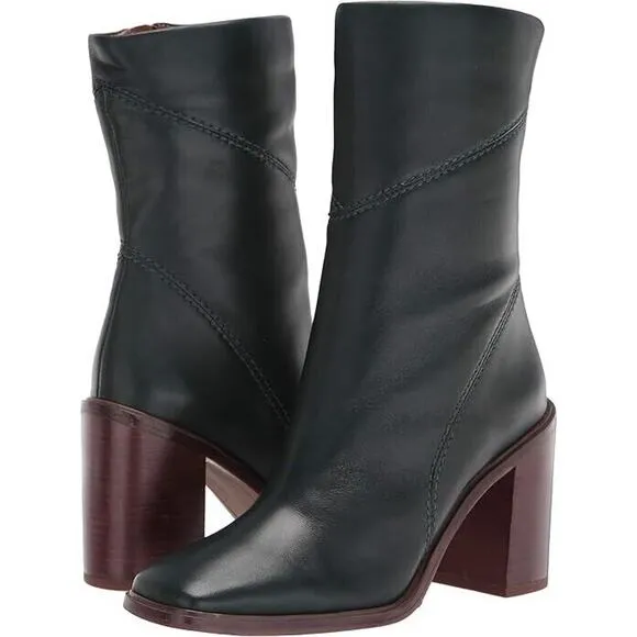 Franco Sarto Women's Stevie Mid Calf Boots Leather, Black Size 6M