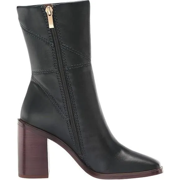 Franco Sarto Women's Stevie Mid Calf Boots Leather, Black Size 6M