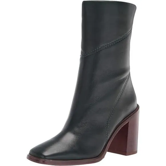 Franco Sarto Women's Stevie Mid Calf Boots Leather, Black Size 6M