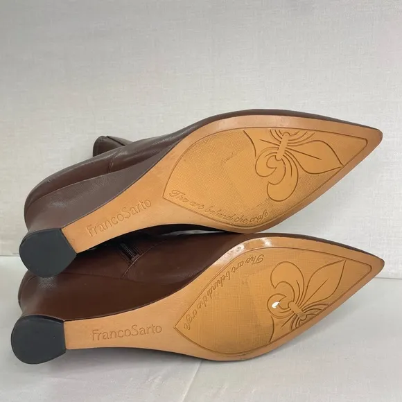 Franco Sarto‎ Women's Temira Side Zip Wedge Bootie Brown Ankle boots 8.5