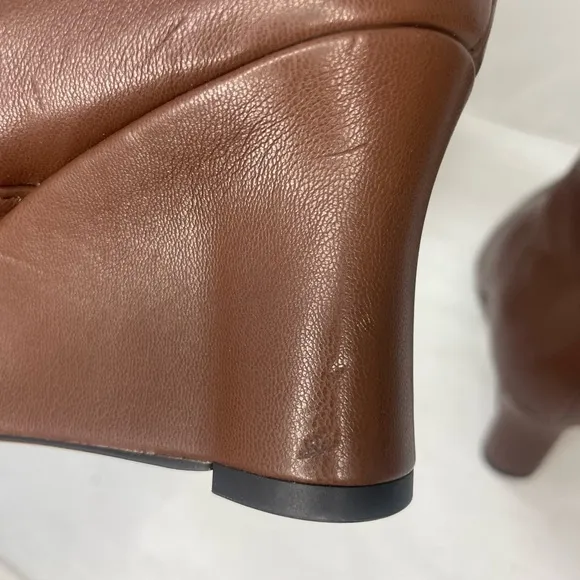 Franco Sarto‎ Women's Temira Side Zip Wedge Bootie Brown Ankle boots 8.5