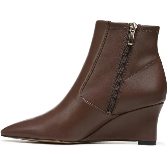 Franco Sarto‎ Women's Temira Side Zip Wedge Bootie Brown Ankle boots 8.5