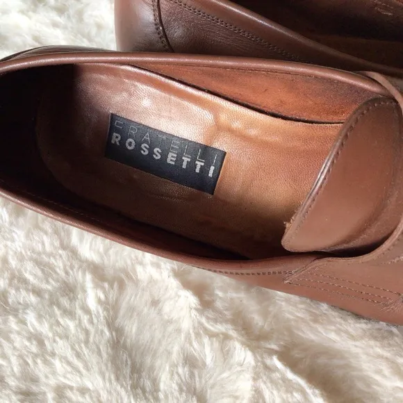 Fratelli Rossetti 100% Soft Calf Leather Chestnut Penny Loafers Size 9 Gorgeous