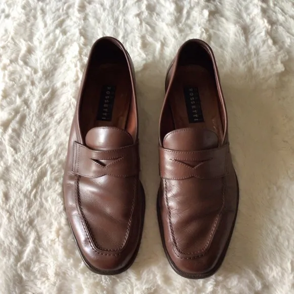 Fratelli Rossetti 100% Soft Calf Leather Chestnut Penny Loafers Size 9 Gorgeous