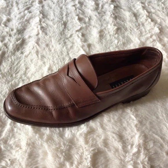 Fratelli Rossetti 100% Soft Calf Leather Chestnut Penny Loafers Size 9 Gorgeous
