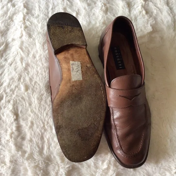 Fratelli Rossetti 100% Soft Calf Leather Chestnut Penny Loafers Size 9 Gorgeous