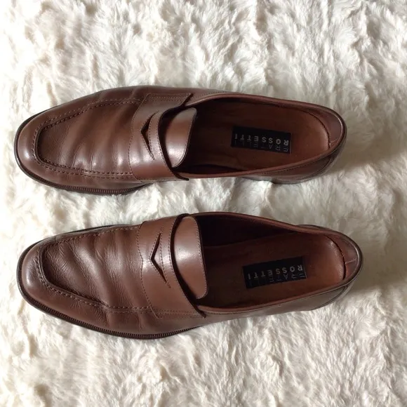 Fratelli Rossetti 100% Soft Calf Leather Chestnut Penny Loafers Size 9 Gorgeous