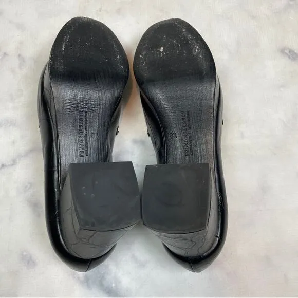 Freda Salvador Florence Black Croc Embossed Leather Platform Loafers