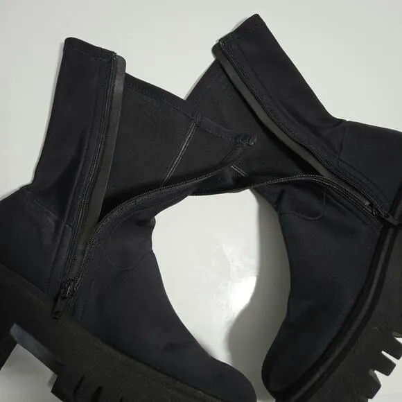 Free People Alaina Chunky Platform Lug Boots Size 39 Black Grunge Goth Emo