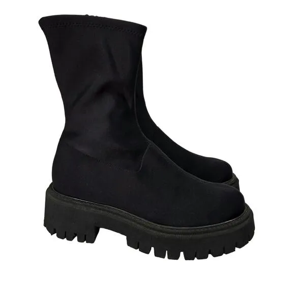 Free People Alaina Chunky Platform Lug Boots Size 39 Black Grunge Goth Emo