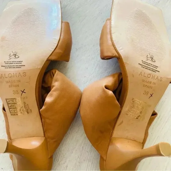 Free People Alohas Twist Strap Mule Sandals Brown Size 38 NWOT $190