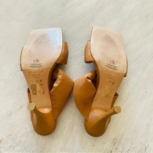 Free People Alohas Twist Strap Mule Sandals Brown Size 38 NWOT $190