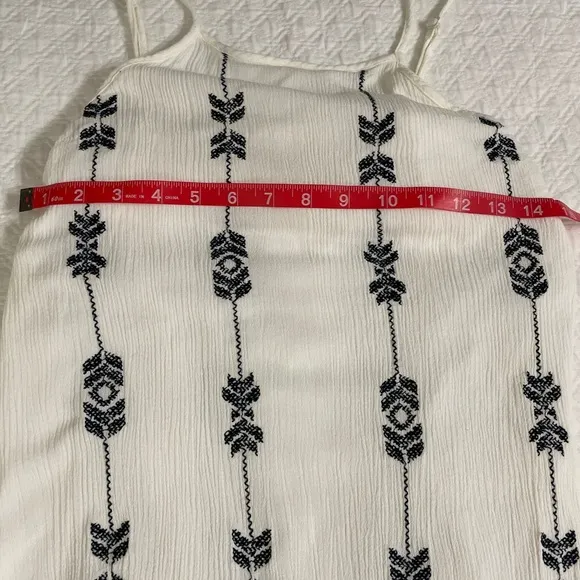 Free People Black White Embroidered Drop Waist Open Back &amp; Sides Boho Dress S