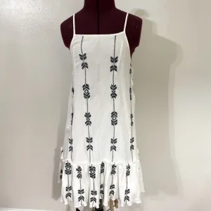 Free People Black White Embroidered Drop Waist Open Back &amp; Sides Boho Dress S