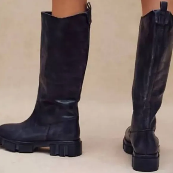 Free People Brooks Tall Leather Boots Size 37