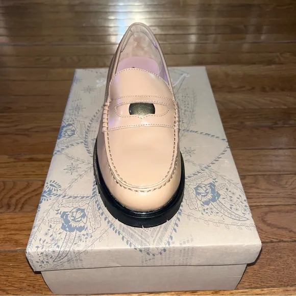 Free People Collection Leather Liv Loafers Taupe Camel Women’s EU Size 39