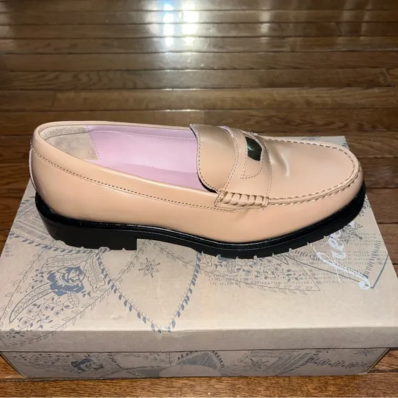 Free People Collection Leather Liv Loafers Taupe Camel Women’s EU Size 39