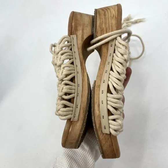 Free People Cream Crochet Rope Sandals
