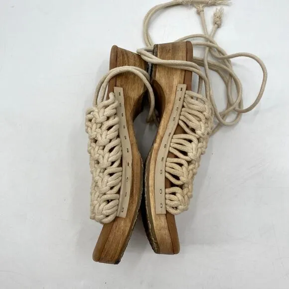 Free People Cream Crochet Rope Sandals