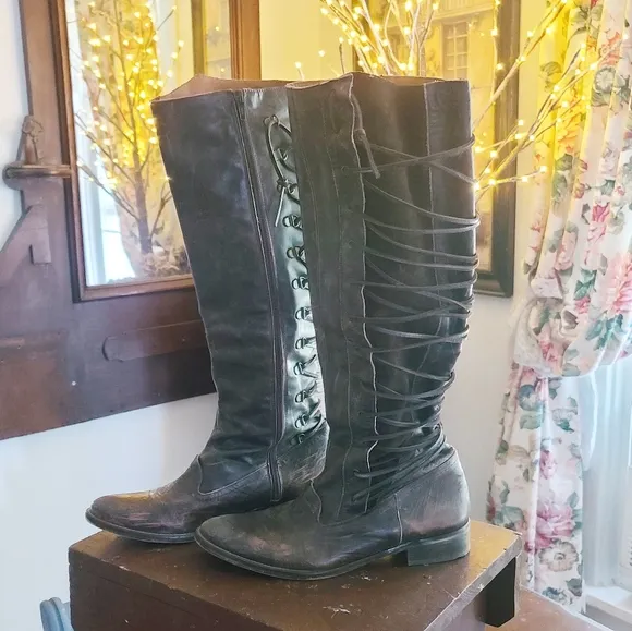 Free people distress Dark brown knee High leather boots