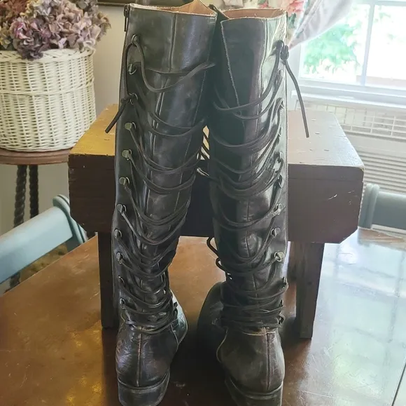Free people distress Dark brown knee High leather boots