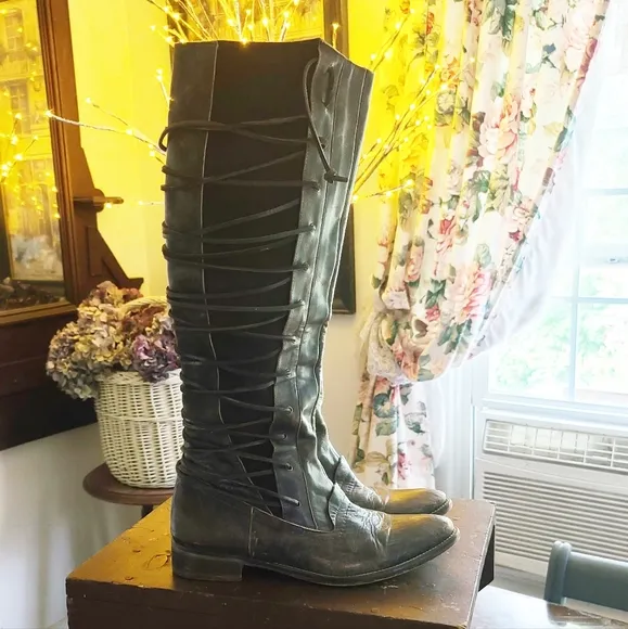 Free people distress Dark brown knee High leather boots