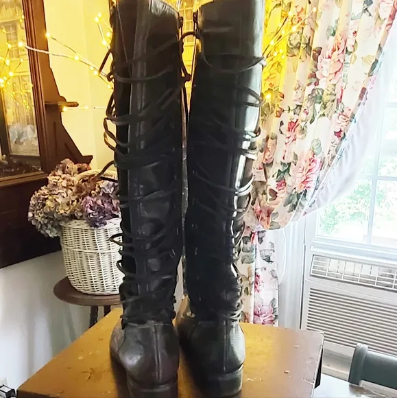 Free people distress Dark brown knee High leather boots