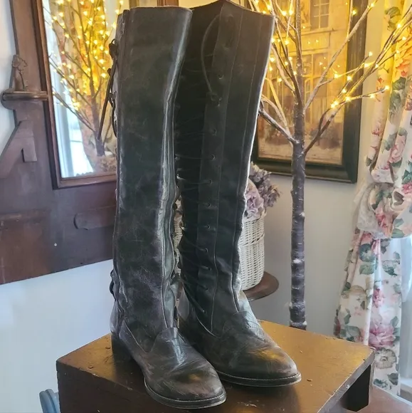 Free people distress Dark brown knee High leather boots
