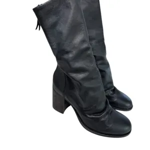Free People Elle Block Heel Boots BlackSlouch Leather Boots Size 9.5