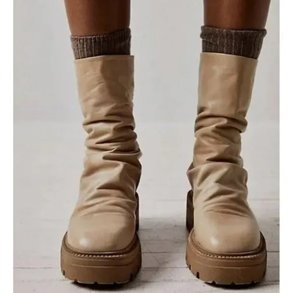 Free People Emma Ruched Boot Phantom Size 38.5 US 8.5 NEW