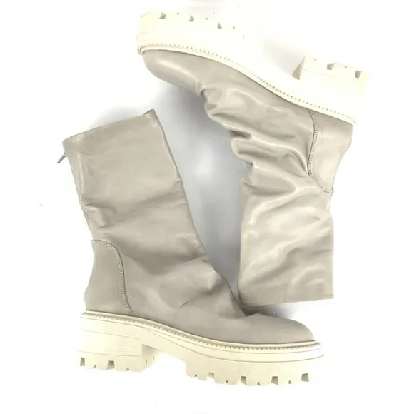 Free People Emma Ruched Boots Size 7 Buttery Soft Leather Platform Lug Sole