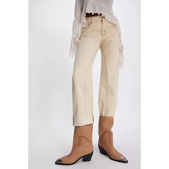 Free People Faster Filigree Boots in Camel Leather size 8